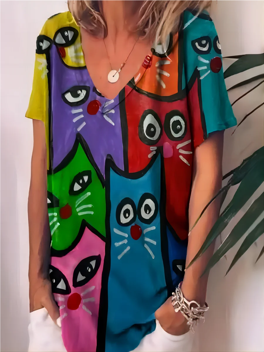 

Summer Women's T Shirt Cute Animal 3d Print Oversized Clothing Fashion Crew Neck Casual Short Sleeve Pullover Female T-Shirts