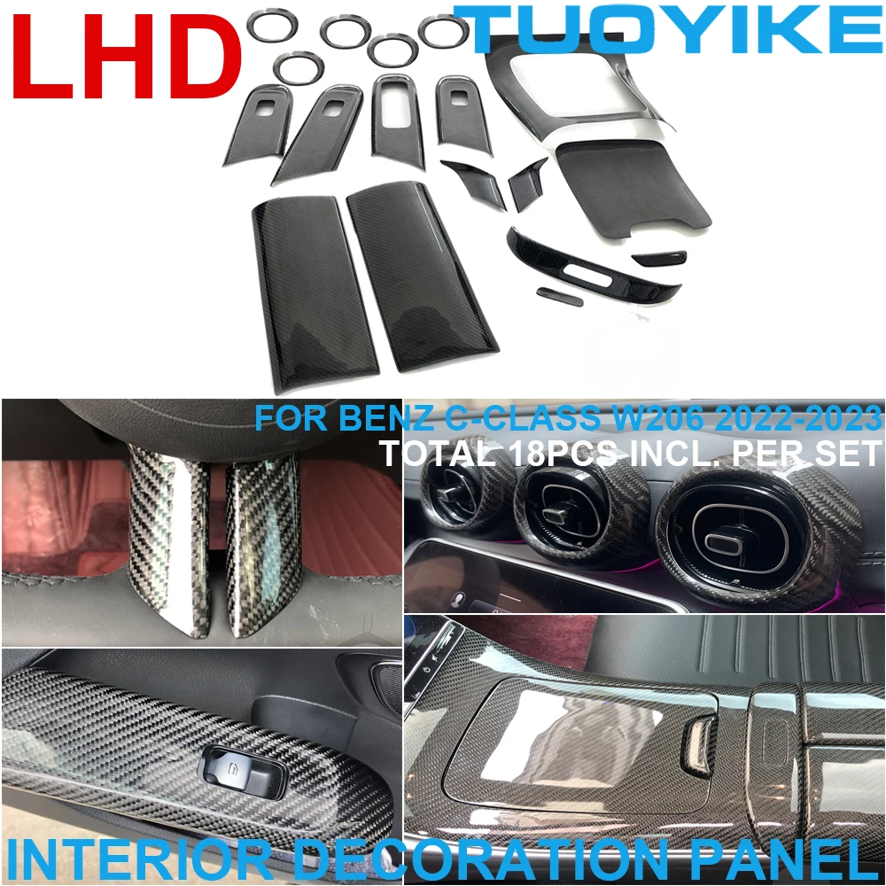 

LHD Car Real Carbon Fiber Interior Steering Central Console Window Lift Panel For Mercedes BENZ C-Class W206 C200 C260 2022-2023