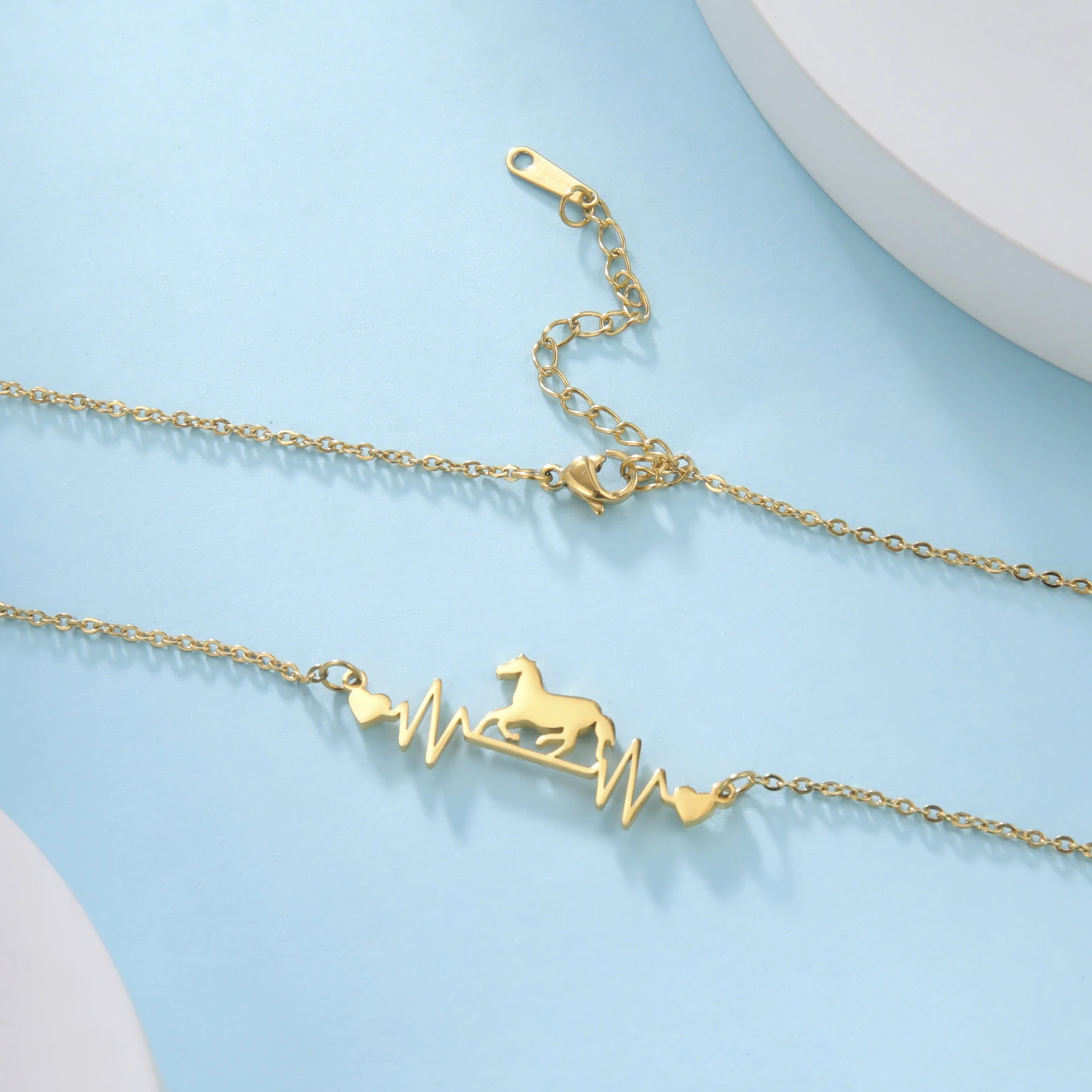 KKjoy Animal Necklace for Women Silver Color Stainless Steel Cows Horse Hollow Chain Collars Cute Fashion Jewelry Accessories