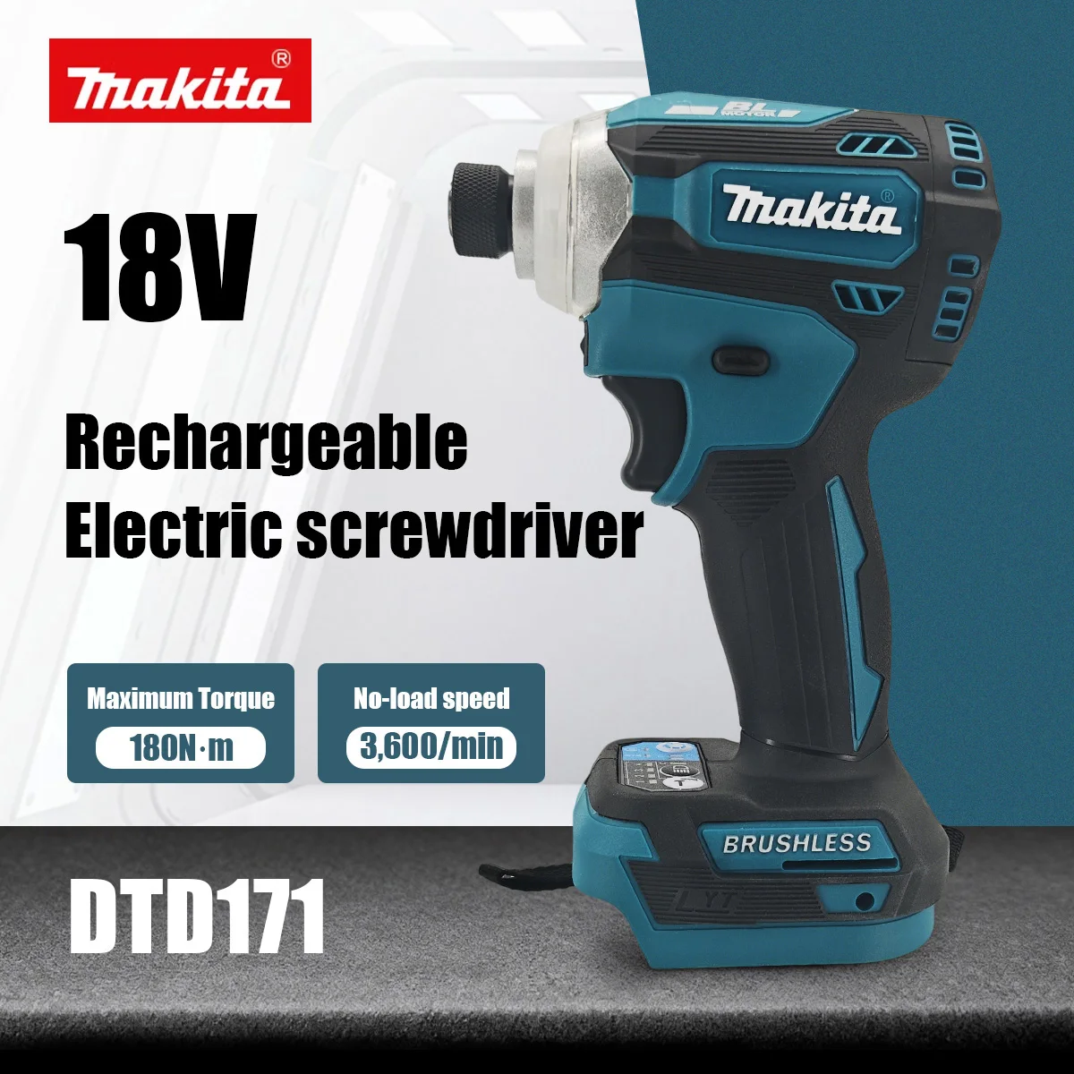 

Аккумуляторный бесщеточный шуруповерт Makita DTD171 синий, компактный, для дома и ремонта