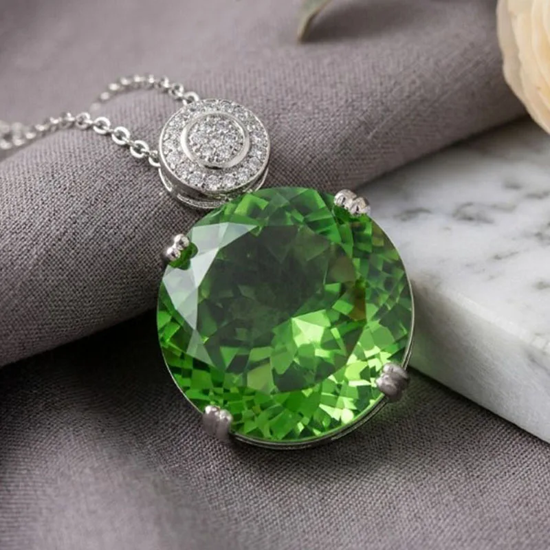 Buy 5 Get 1 Free 29x20mm Big 20mm Round Gemstone Created Fire Rainbow Mystic Topaz Green Tsavorite Garnet Silver Pendant