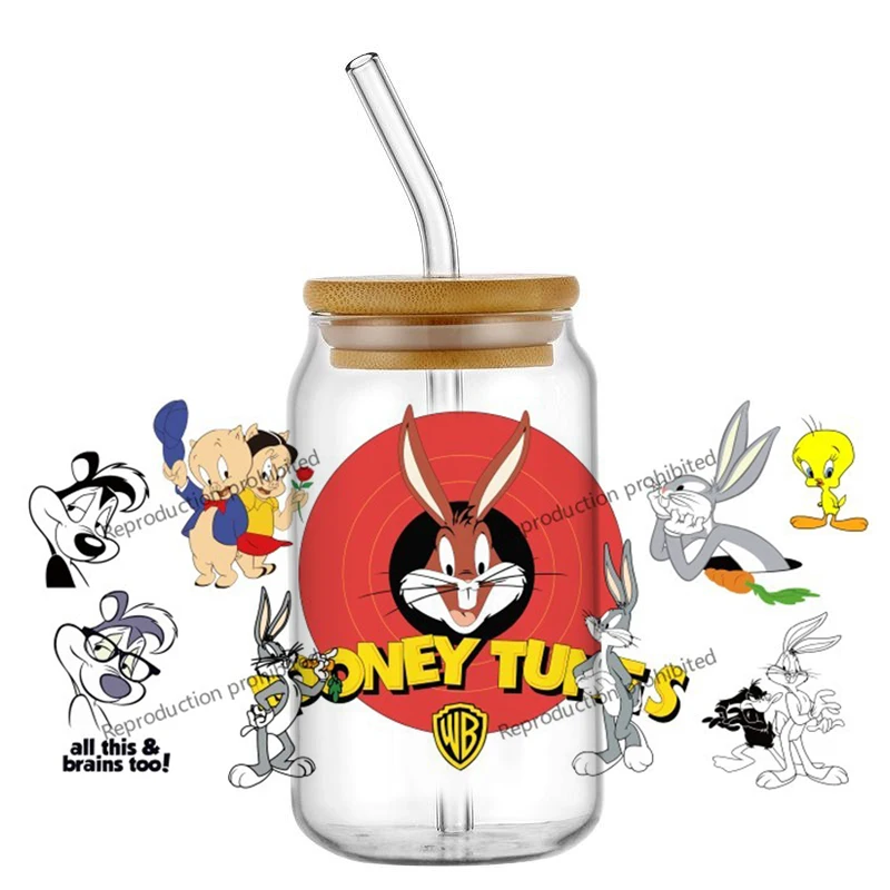 

Top Rated Looney Tunes Bugs Bunny 3D Sticker Decals UV DTF For 16oz Libbey Glass Cup Mug Coffee Car Wrap DIY