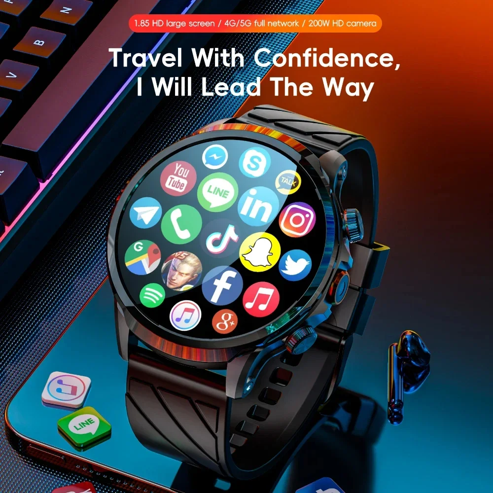 LOKMAT APPLLP 8 PRO Android Smart Watch Phone Big Round Screen Wifi 4G Network Watch Camera Smartwatches SIM Card Watch Fitness