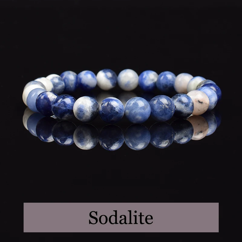 Natural Stone Sodalite Beads Bracelet Women Men Blue Veins Raw Stone Polish Elastic Rope Bracelet Natural Jewelry Exquisite Gift