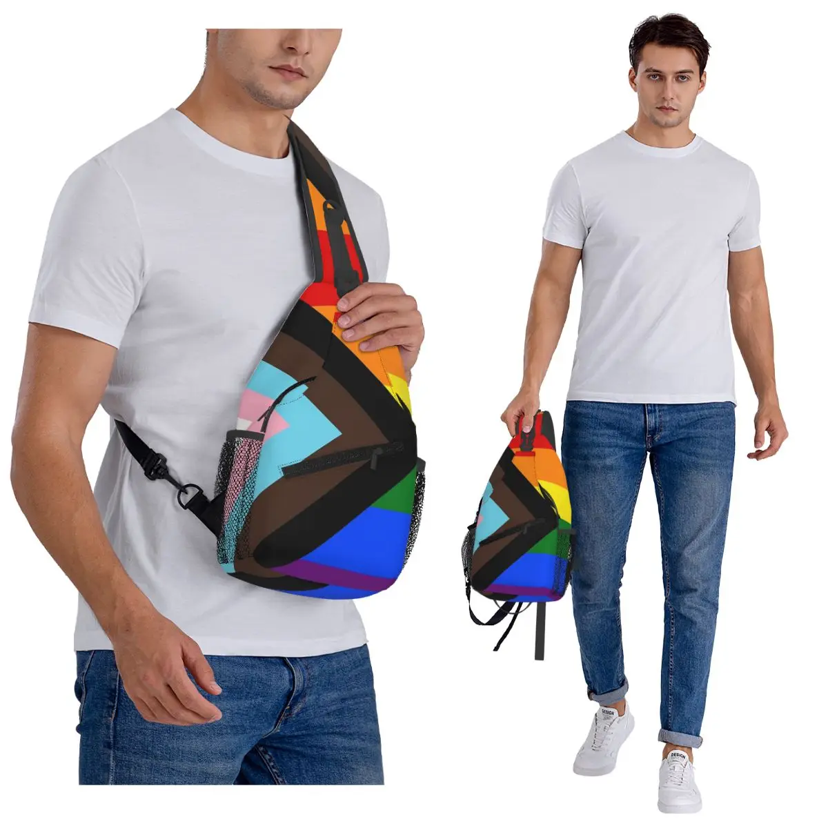 

Нагрудная сумка с флагом Progress Pride, мужской рюкзак через плечо, нагрудная сумка, дорожный походный рюкзак, сумка на плечо