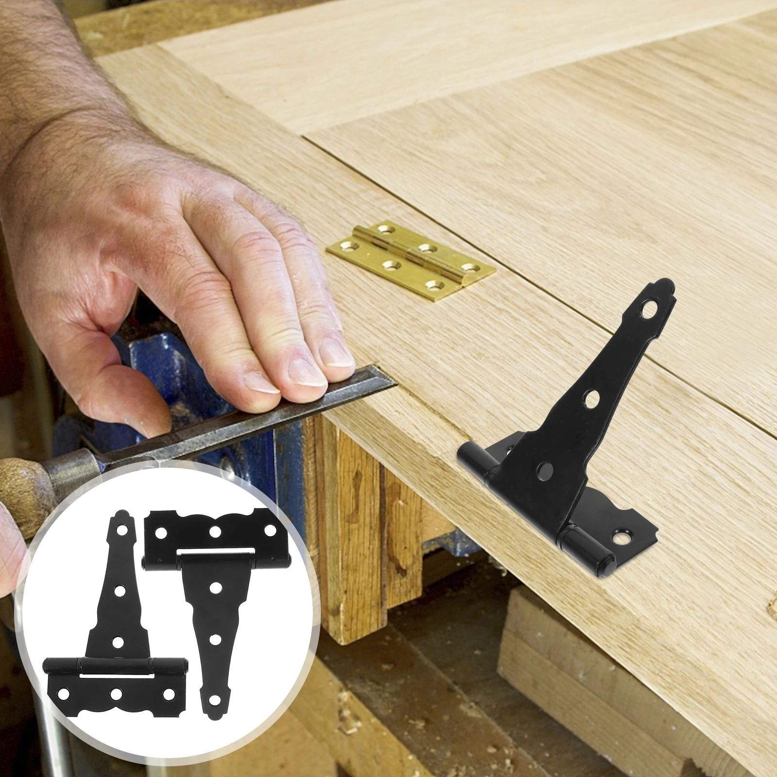 

2pcs 5 Inch Barn Door Hinges Heavy Duty Outdoor Gate Hinge Shed Fence Hardware Wood Box Black Hinges For Windows Shutters Garage