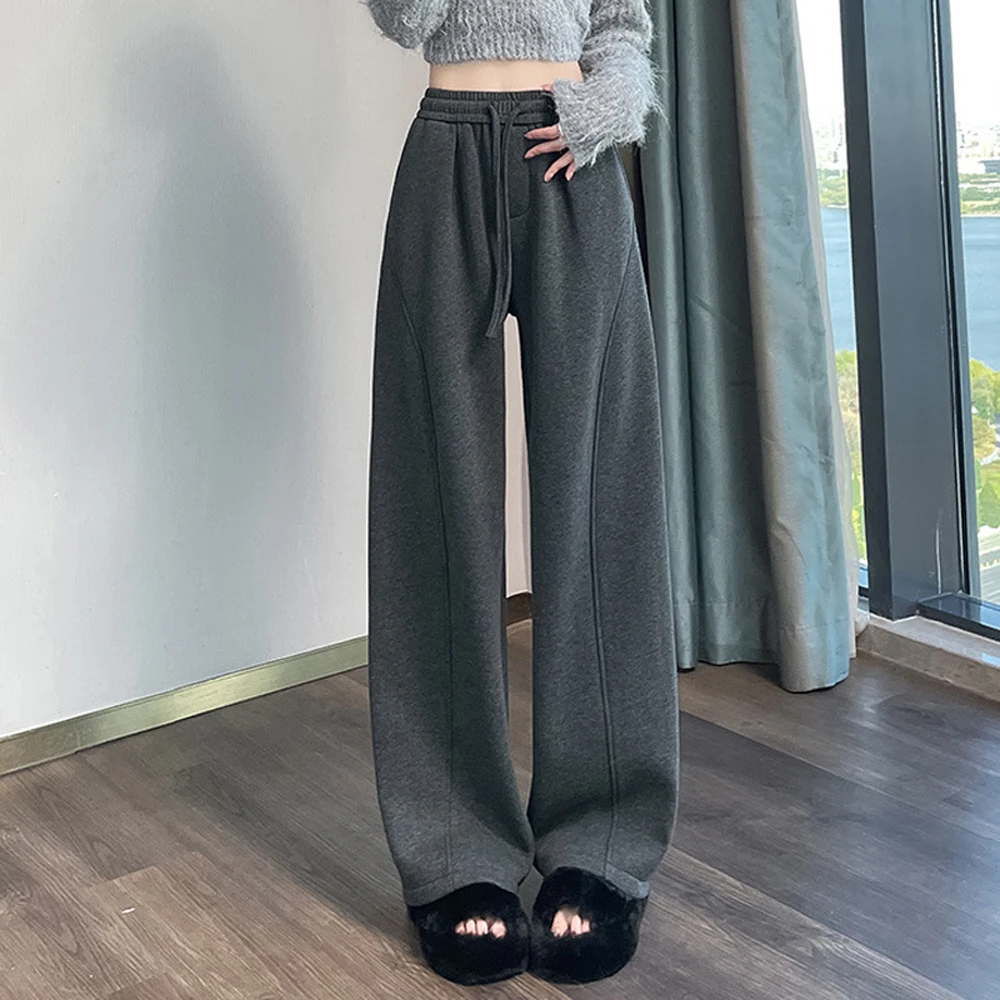 

Women Casual Pants Loose Casual New High drawstring Waist Wide Leg Woman Trousers Sports Streetwear Autumn Winter solid color