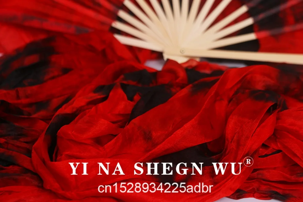 Nowe, barwione w technikę tie-dye, 100% jedwabne wachlarze do tańca brzucha, 1 para ręcznie barwionych jedwabnych wachlarzy do tańca brzucha, długie wachlarze do tańca chińskiego, welony.