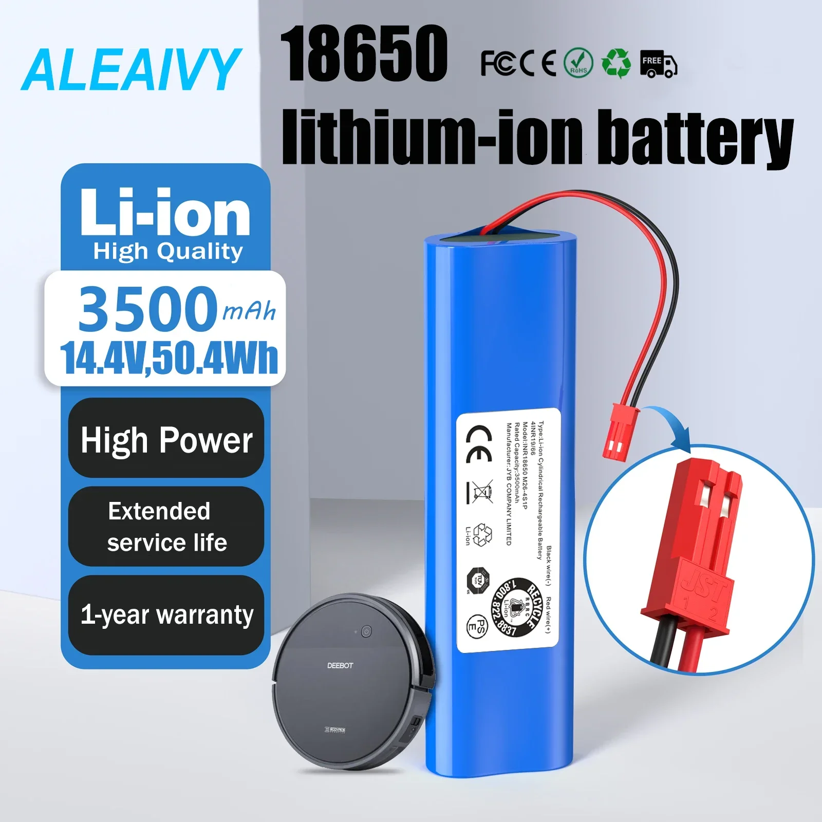 

New 14.8V 3000Mah 18650 Lithium Battery for ILIFE V3s Pro, V50, V5s Pro, V8s, X750 Robot Vacuum Cleaner Battery Accessories