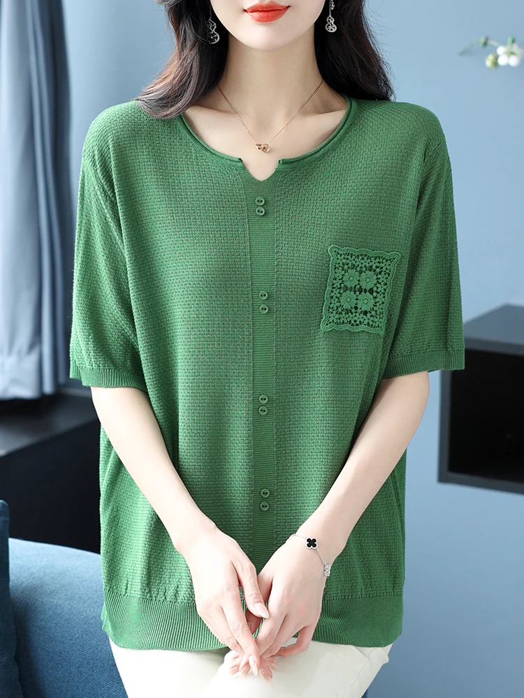 

Solid Summer T Shirt Women Pullovers Clothes High Quality Tees Top Short Sleeve Casual Loose Women's T-shirt
