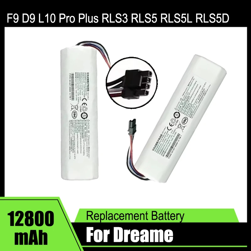 14.4V12800mAh, for Dreame F9 D9 L10 Pro Plus robot vacuum cleaner battery replacement