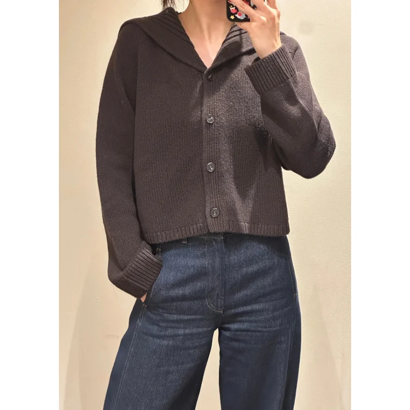 

Stand Fit Wool Knitted Open Cardigan Navy Color New Autumn Arrival Soft Long Sve Commute Sle Ladies Knitted Sweater