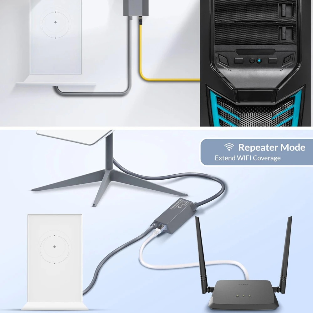 Ethernet Adapter for StarlinkV2 Rectangle Dish Antenna Satellite USB Internet Powerline Kit for Starlink GEN2 Satellite Internet