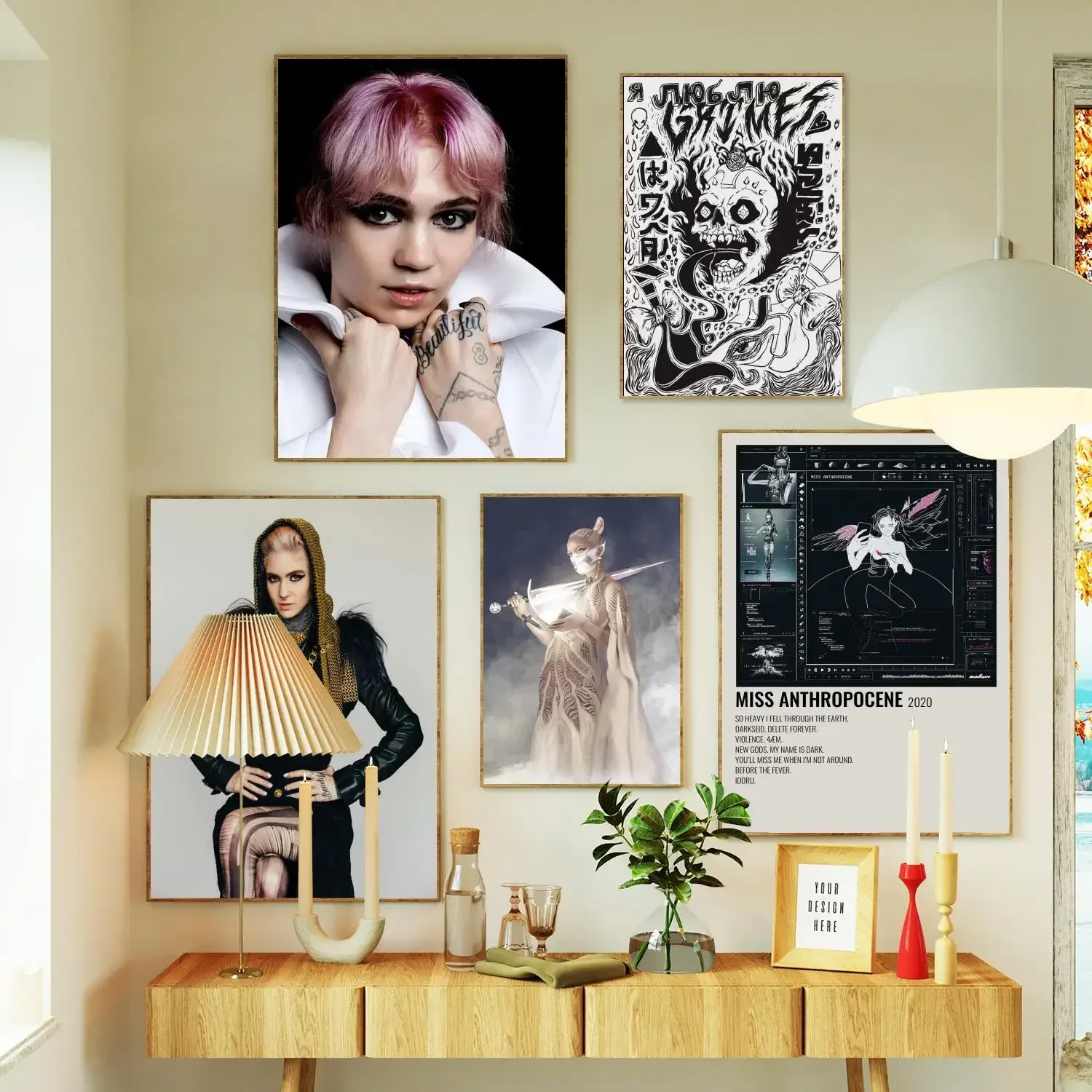 grimes Singer Poster Prints Wall Art Canvas Painting Poster For Modern Family Living Room Home Decor