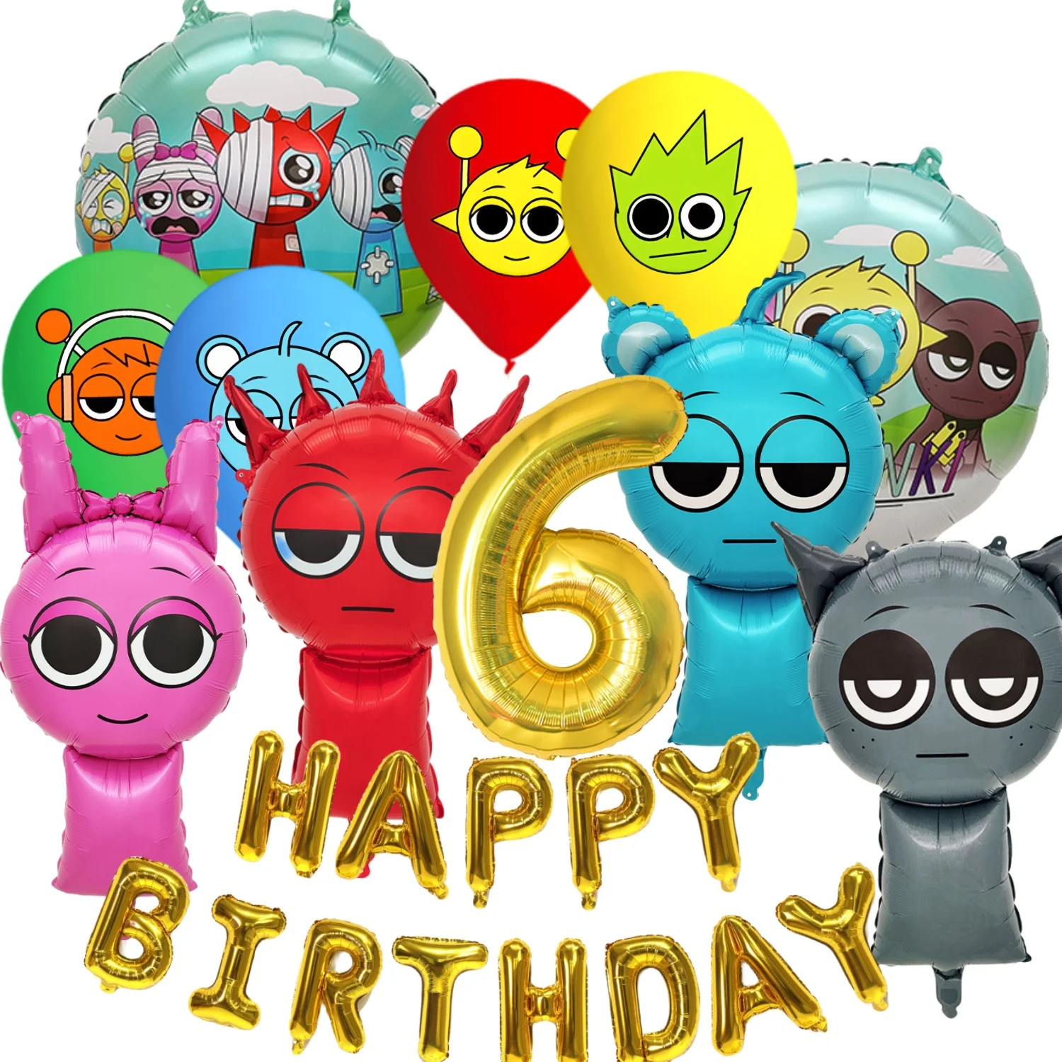 Sprunki Ballon-Set, Sprunki Geburtstagssachen, Unglaubliche Box, Party, Sprunki, Geburtstagsballons, Babyparty, sprunkige Geburtstagsparty-Geschenke