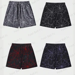 2024 New Arrival Summer Goth Spider Web Print Shorts Street Life Drawstring  Casual Shorts For Daily Life For Kids/Adullt Trunks