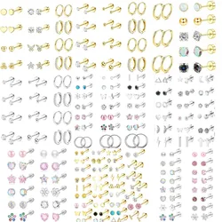 Fashion Stainless Steel Butterfly Heart Ear Tragus Piercing INS Cubic Zircon Hoop Earrings Body Cartilage Piercing Jewelry