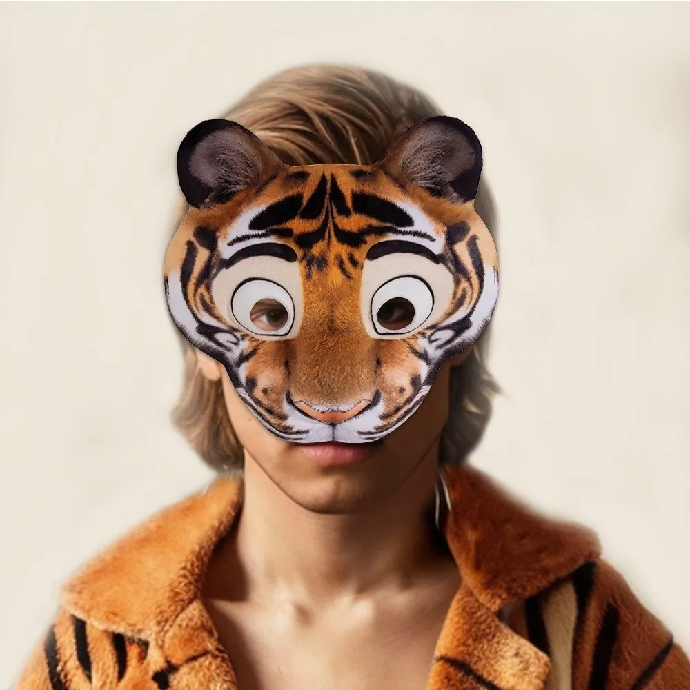 

Creative EVA Halloween Mask Half Face Leopard Animal Mask Cosplay Supplies Party Props Tiger Plush Mask Carnival