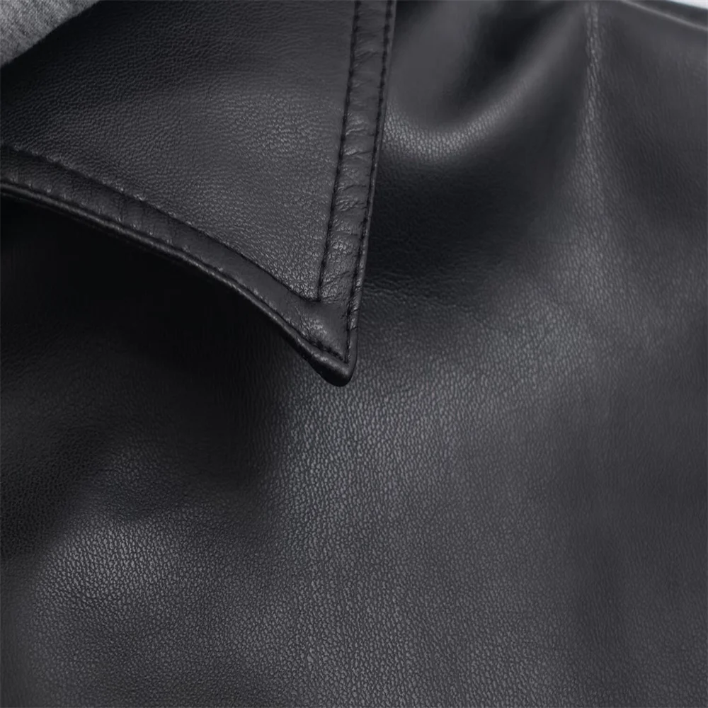 Abbigliamento da donna in stile europeo e americano nuova moda versatile giacca effetto pelle patchwork