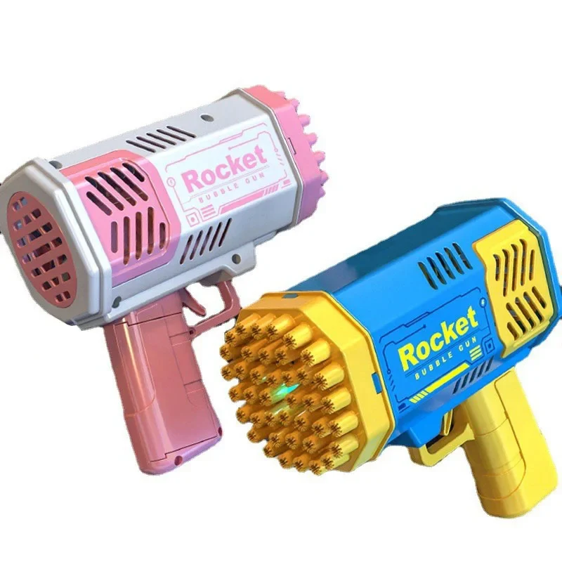 Children Outdoor Battle 40 Holes Rocket Launcher Handheld Portable Electric Automatic Bubble Gun LED Light For Boys And Girls