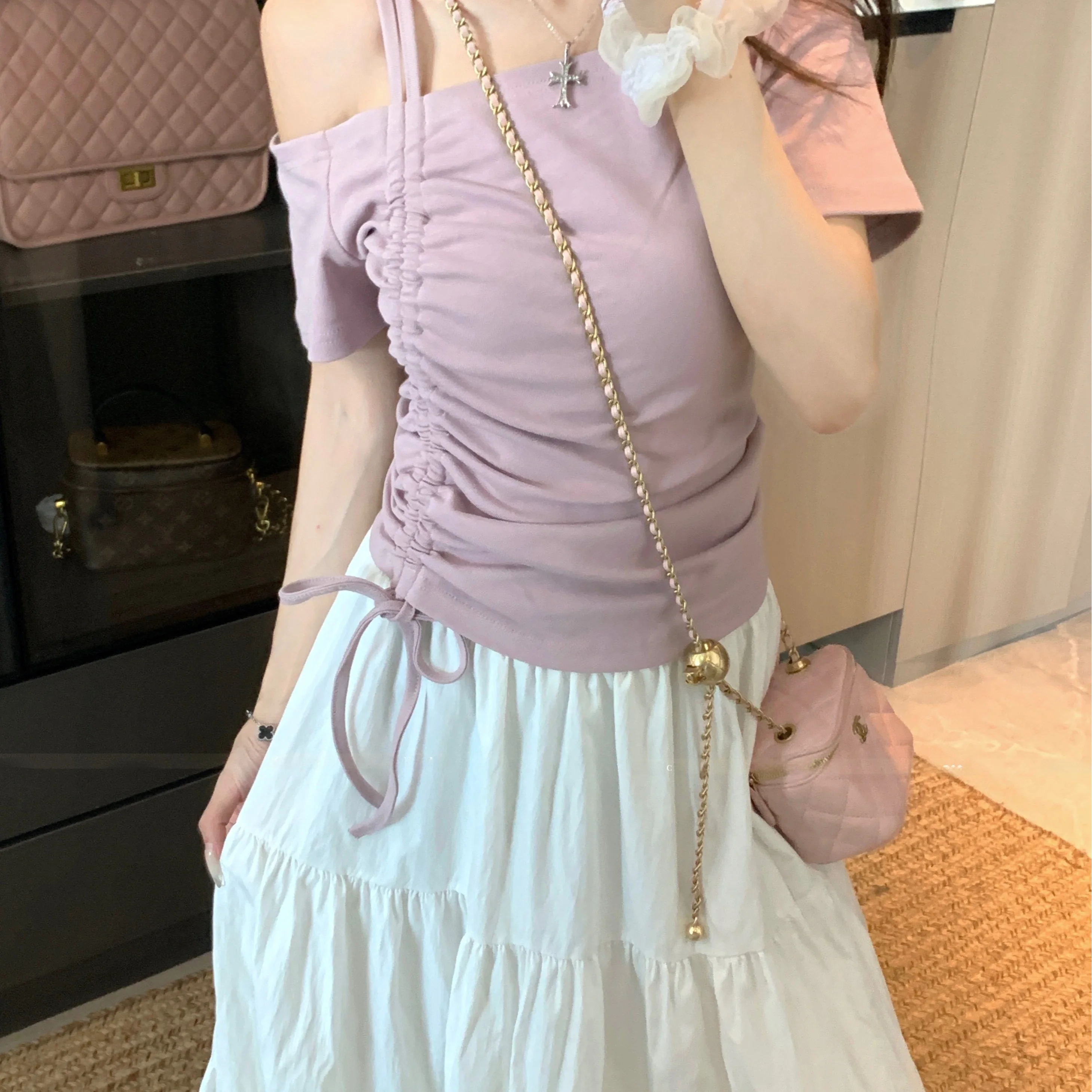 

plus Size Women's Faion oulder Bared ort Sve T-irt Summer New Sle Pure Desirable Spicy Girl Sle Korean Version...