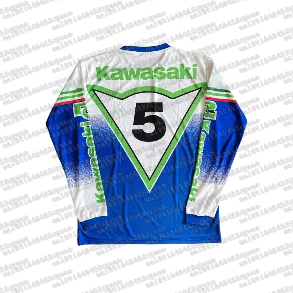 

Kawasaki для мотокросса, гоночная трикотажная футболка с длинными рукавами, новейшая уличная осенняя классическая футболка для взрослых, свободная мотоциклетная майка для тренировок