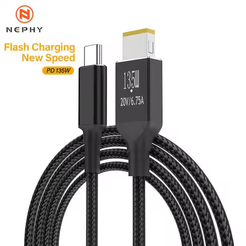 USB C PD 135W Charger Power Cable Type-C to Slim Tip Square Port Converter Cord Compatible with Lenovo Legion Y7000 Laptop 2M