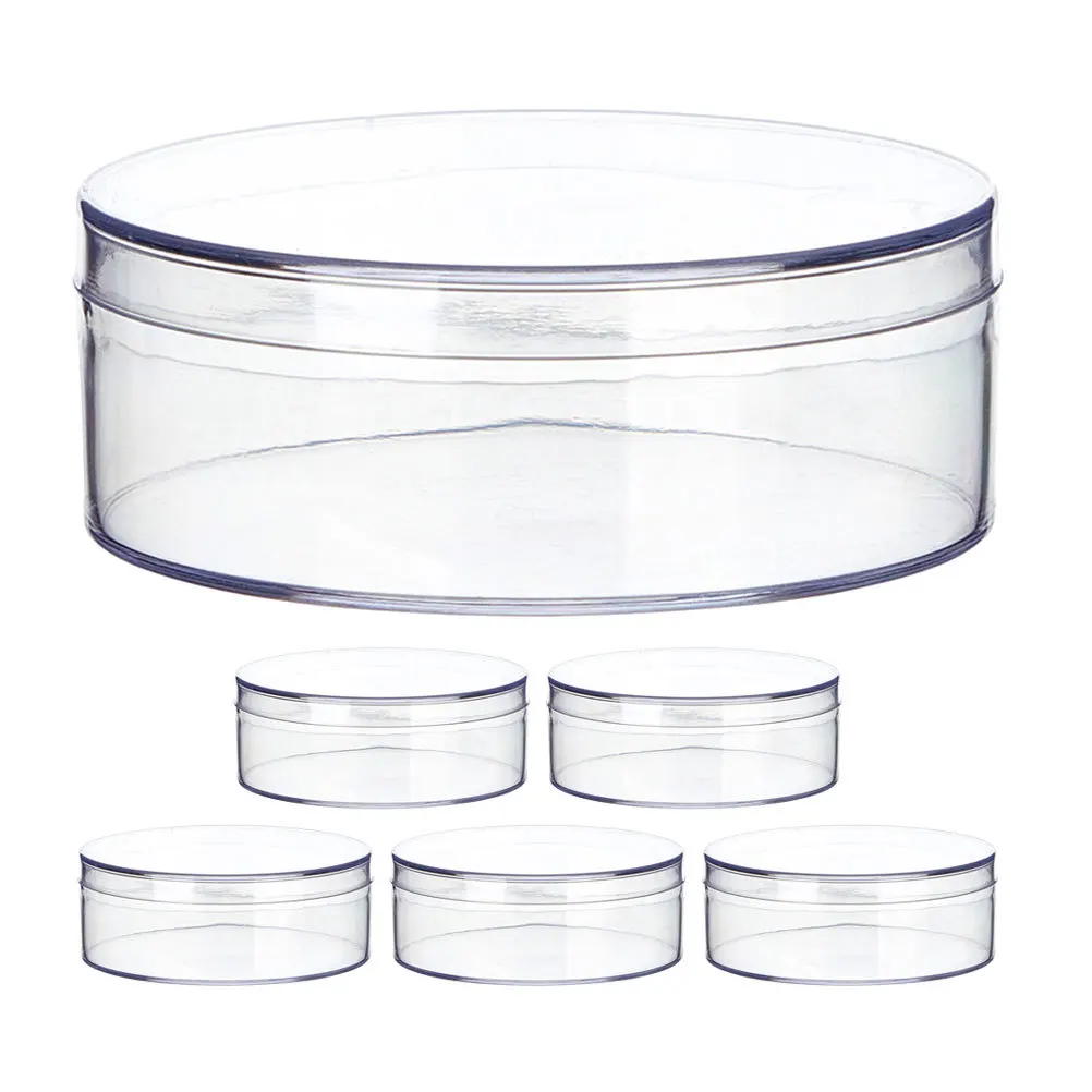 

6Pcs Round Cube Candy Box 12Cm Clear Transparent Storage Box for Cookies Treats Beads Jewelry Organizing Home Drawer Collection