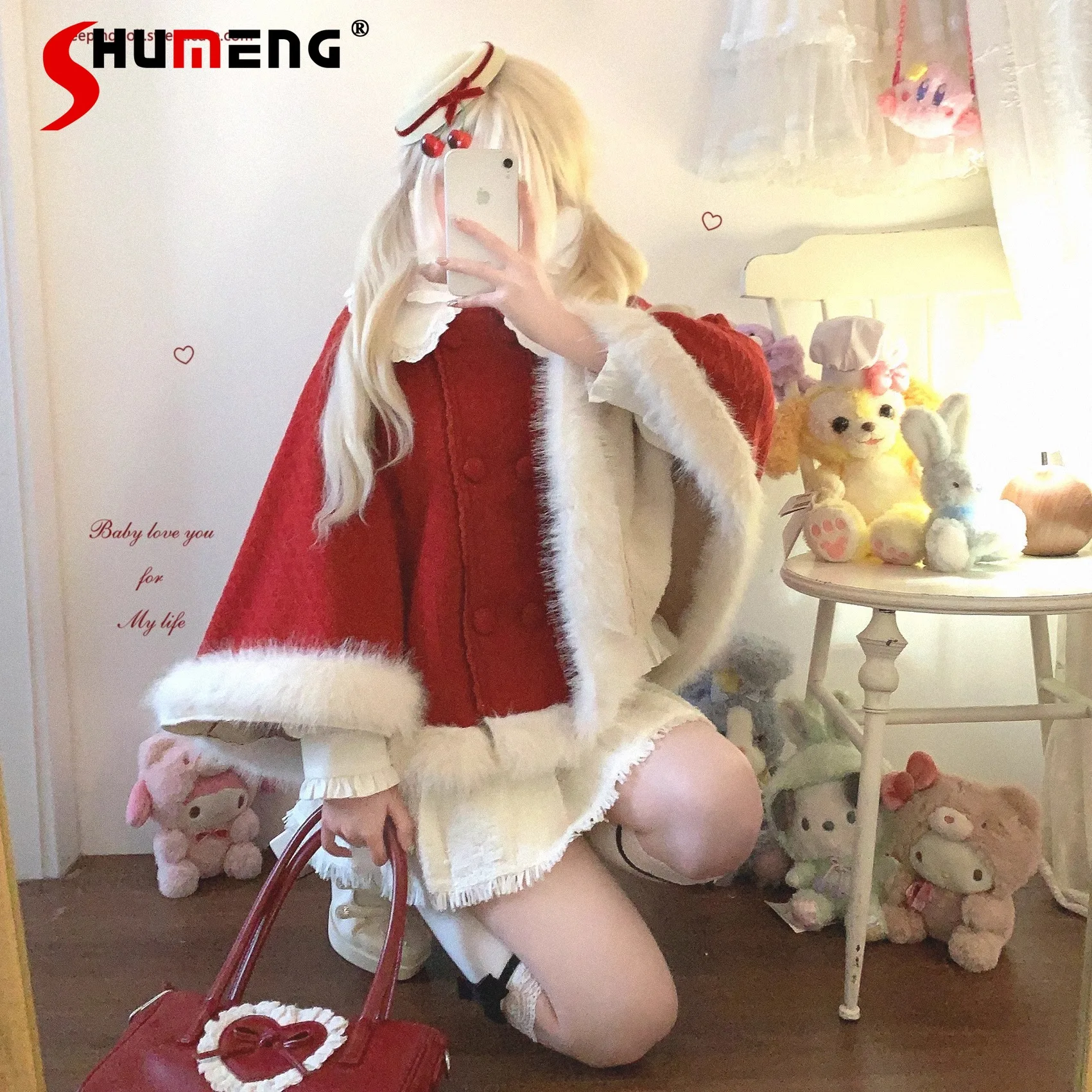 

Элегантные милые винтажные короткие куртки в японском стиле с кукольным воротником, двубортные, с меховым бантом, свободные милые универсальные накидки, женские пальто