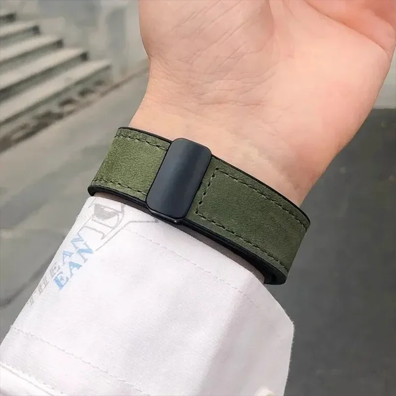 Lederarmband für Apple Watch Band 49 mm 44 45 42 mm 40 46 38 41 mm Magnetarmband Correa Herren IWatch Ultra Serie 10 9 8 7 SE 6 – Detail 5