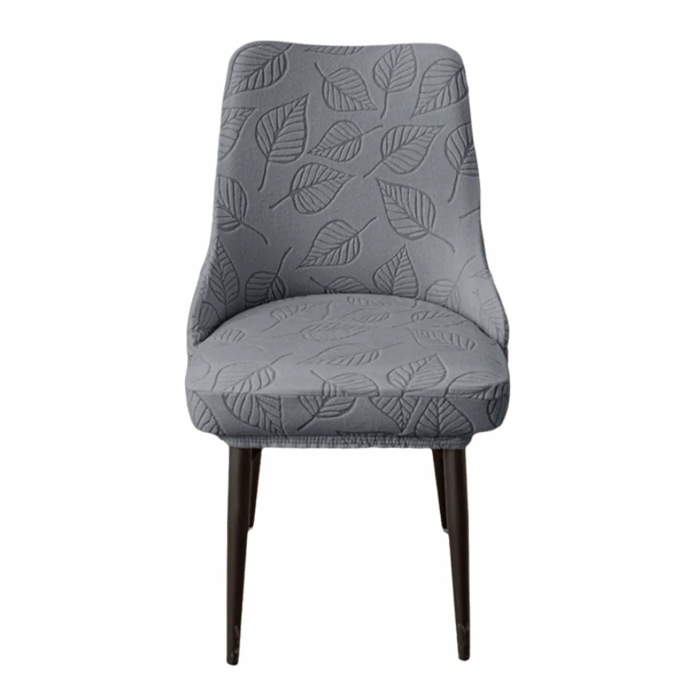 

Washable Leaf Pattern Curved Chair Cover Soft Elastic Band Dining Chair Cover Removable Thickened Restaurant Stool Cover Kitchen