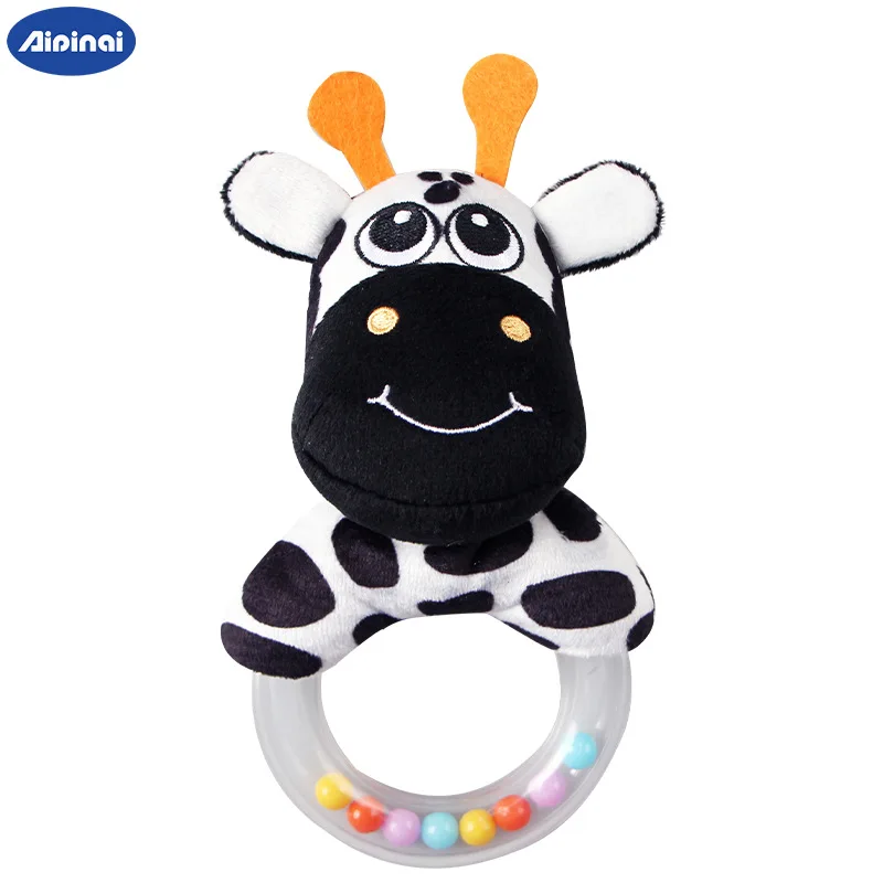 New Baby Hand Ringed Baby Rubber Ring Round Hand cranked Cartoon Animal Ringing Toy