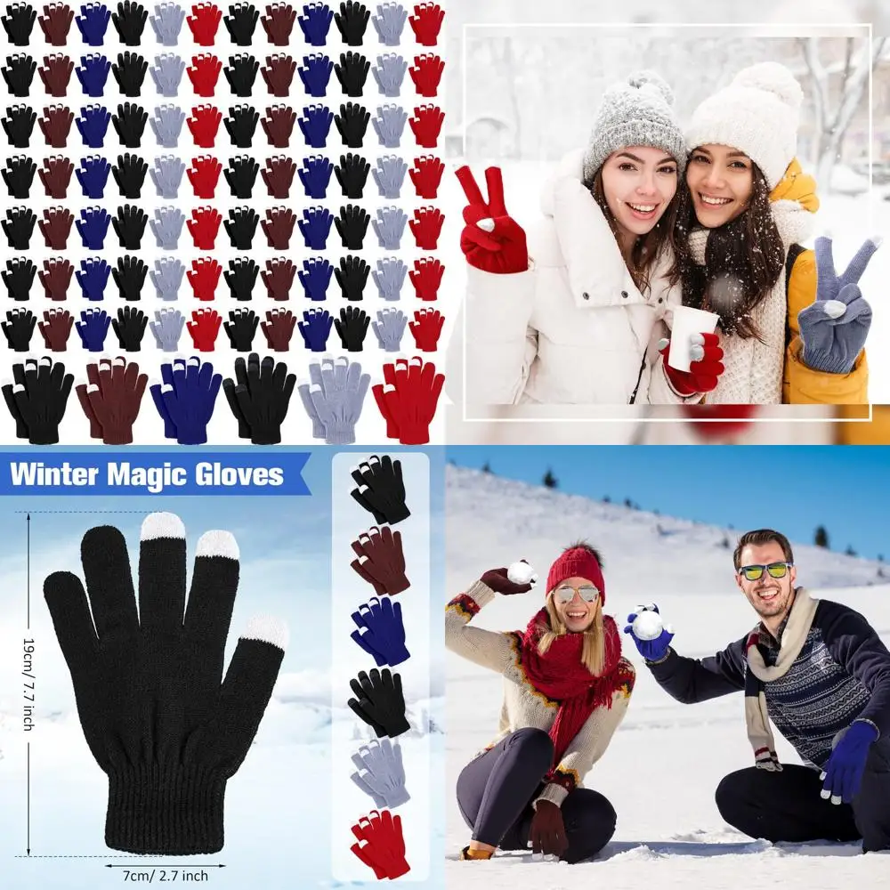 Yahenda 80 زوجًا من قفازات الشتاء 6 ألوان قفازات لمس دافئة قفازات متماسكة قابلة للتمدد مستلزمات التبرع الخيرية المسيحية #1