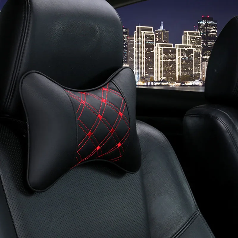 Leather Car Neck Headrest Universal Auto Seat Neck Support Cushion Ergonomic Neck Protector For Driving Travel
