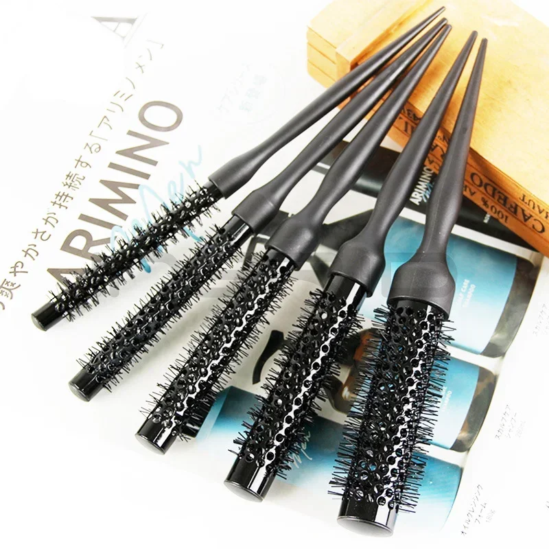 빗 Hair Comb Professional Black Round Hair Comb Hairdressing Curling Hair Brushes Nylon Tube Round Comb Salon Styling Tools