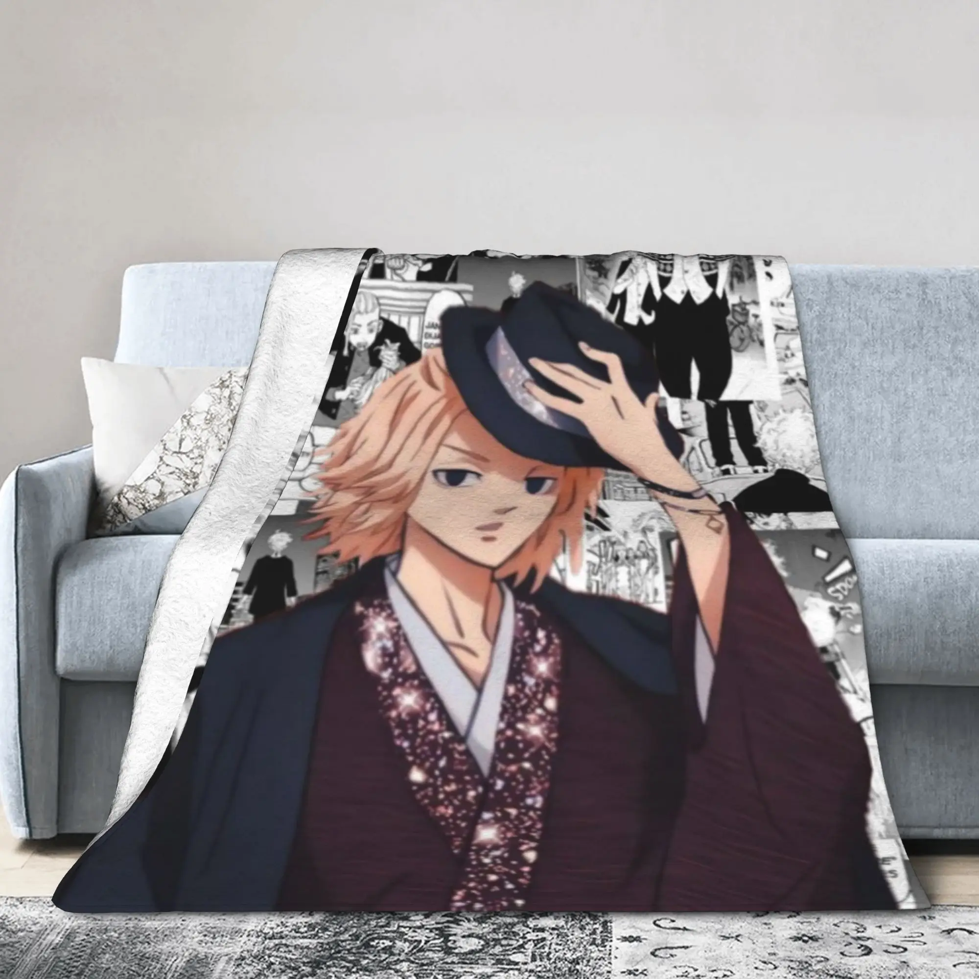 Mikey Tokyo Revengers Blankets Japan Anime Takemichi Hanagaki Fleece Vintage Warm Throw Blanket for Home Decoration