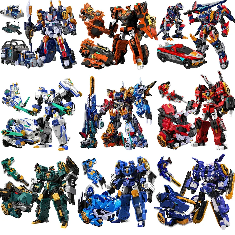 Mini Force 8 Super Dinoid Transform Combined Mecha Miniforce Robot Action Figures Toys Tyrannosaurus Rex Warlord Deformation TOY