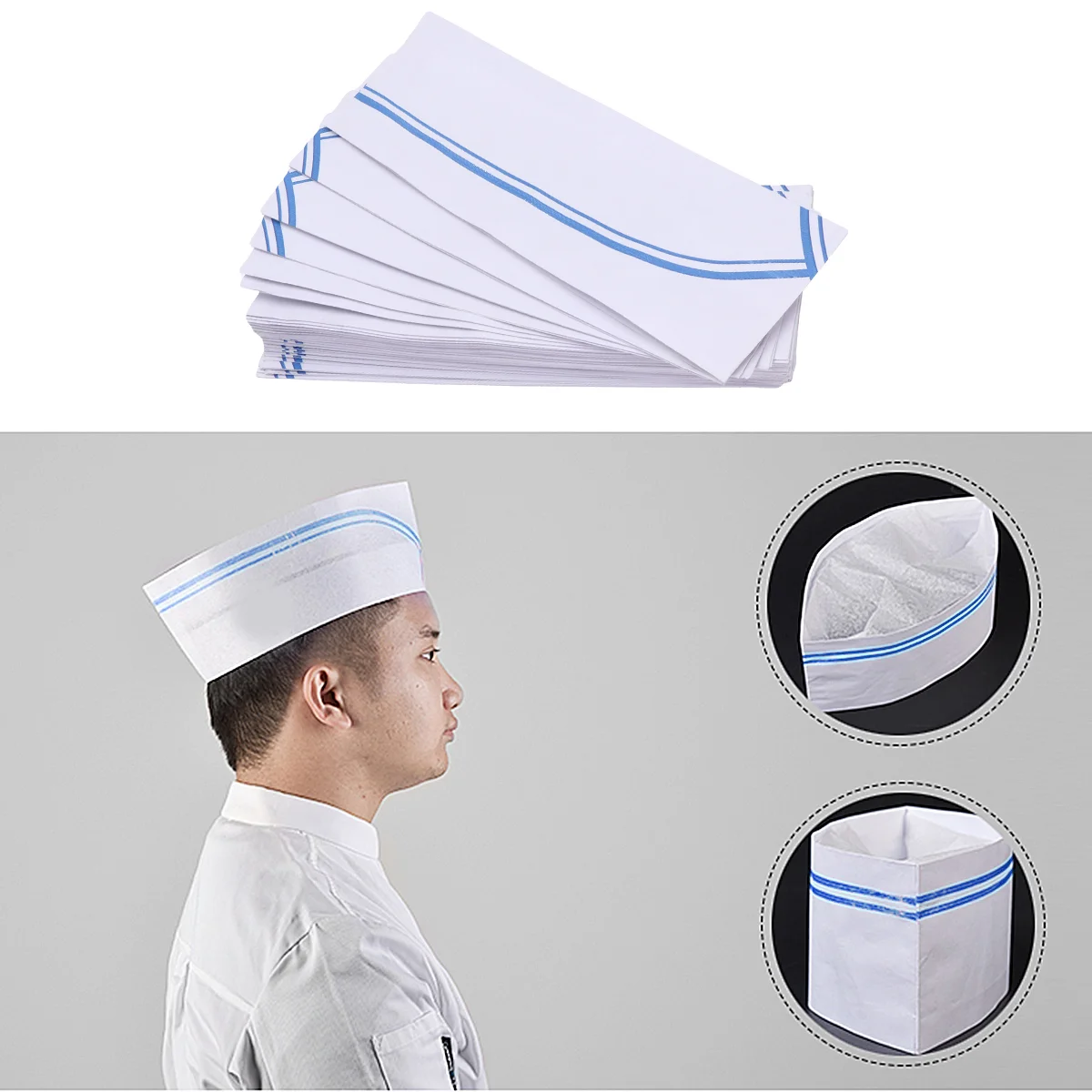 Chapeau de chef en forme de poulet, équipement de sauna léger, accessoires de cuisine simples pour les cuisiniers, casquette de chef bleue jetable, 40 pièces