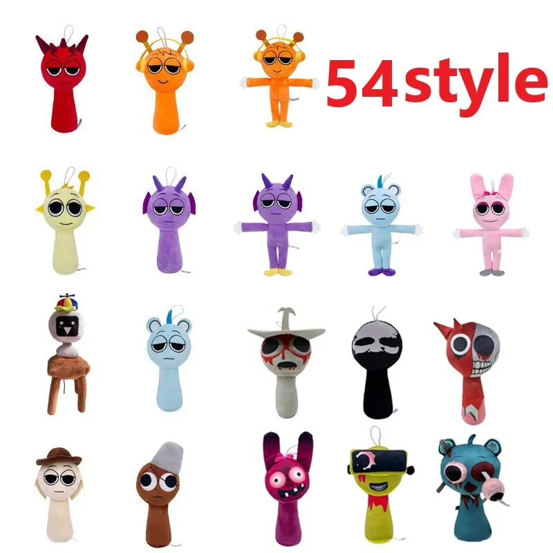 54Style Sprunki Plush Toys Set Sprunky peluche Incredibox Plushie Soft Game Cartoon Stuffed Dolls Kids Birthday Christmas Gift