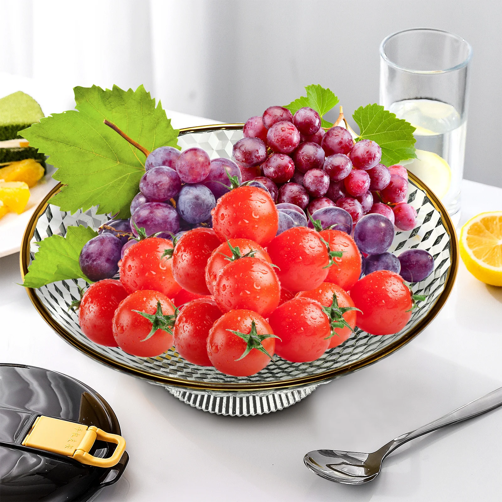 

Fruit Plate Candy Box Tall Detachable Drain Tray Multi-Function Snack Serving Tray For Kitchen Home Office Decor Vintage