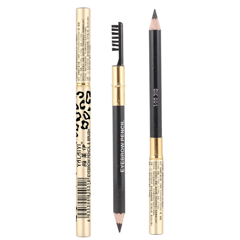 Double-headed Leopard Eyebrow Pencil Brush Makeup Natural Brow Cosmetics Waterproof Microblading Pen Black Brown Eye Brow Beauty