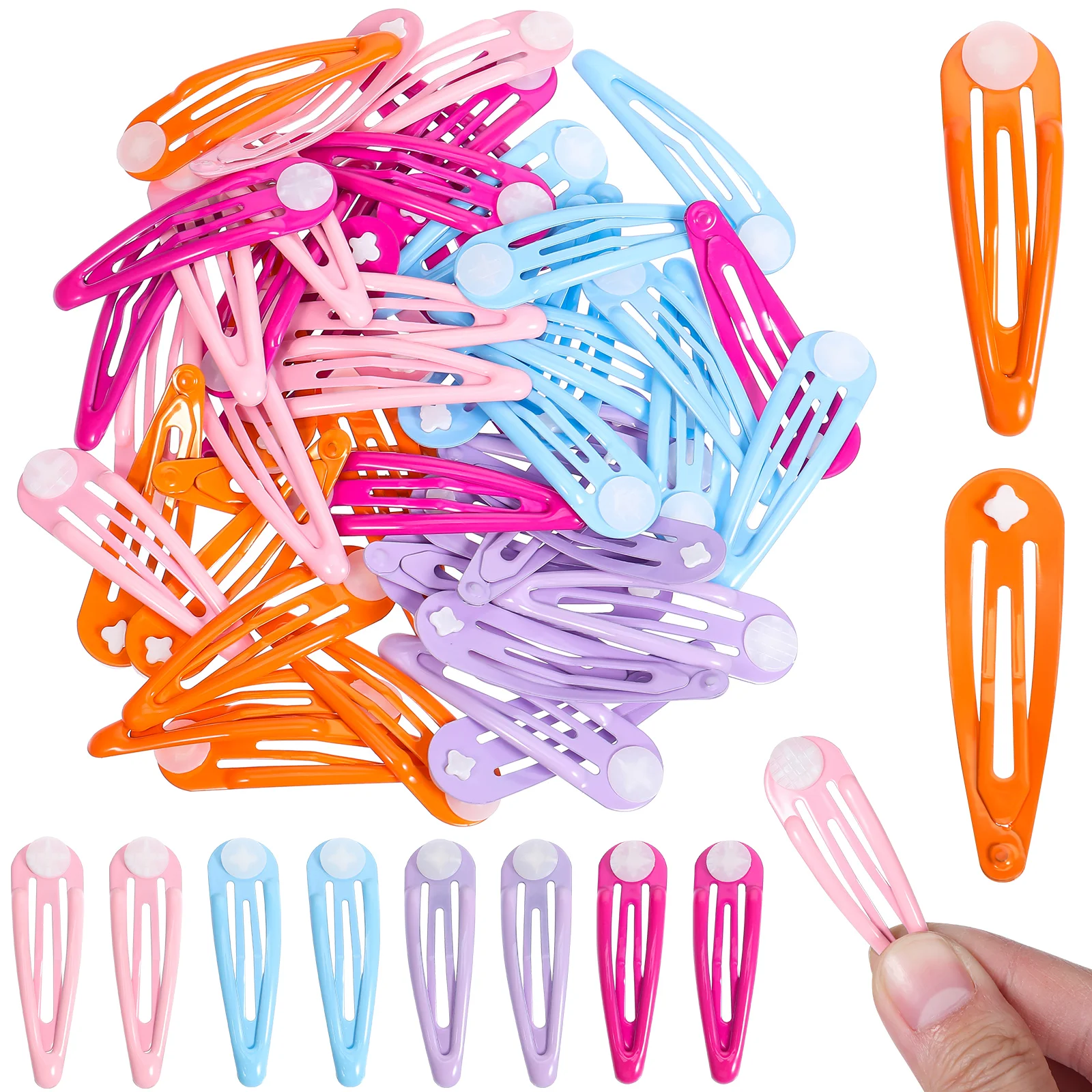 50 Pcs Water Drop Clip with Holder Hair Clips for Crafting Glue Pads Toddler Claw Toppers Metal