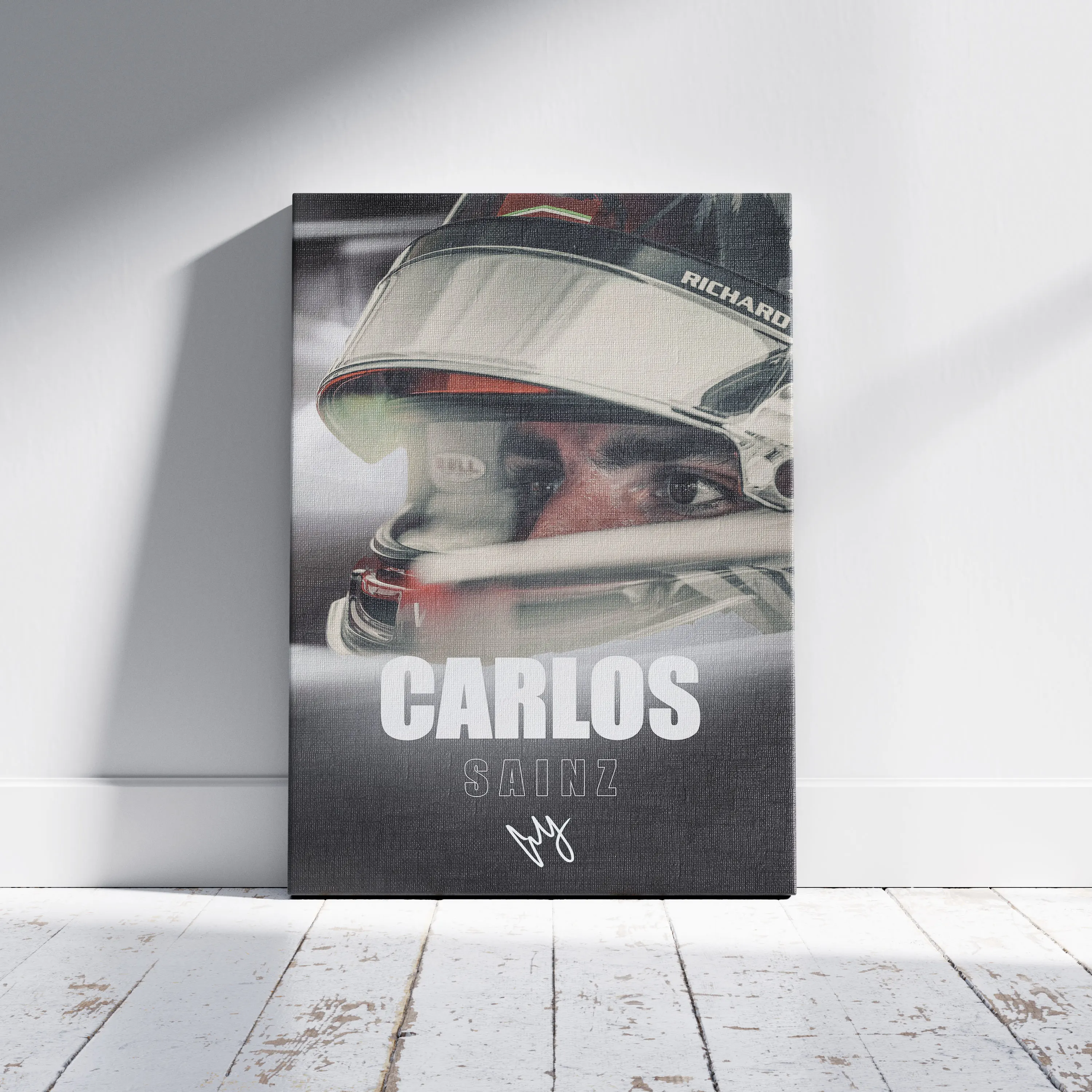 Carlos Sainz Formula 1 F1 Race Winner Portrait Poster Canvsa Print Painting Home Decor Wall Art Decoration Gift For Car Lover