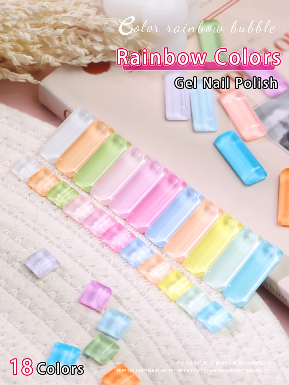 Vendeeni 18 Farben Regenbogenfarben Gel-Nagellack Sommer Bunter UV-LED Soak-Off Gel-Lack Macaron Nagelkunst Gel-Lack 15ml – Detail 1
