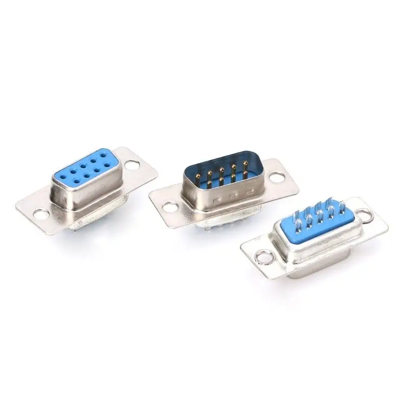 5 pares 10 Uds Db9 macho y hembra Rs232 conectores de clavija de puerto serie de soldadura de cable de 9 pines