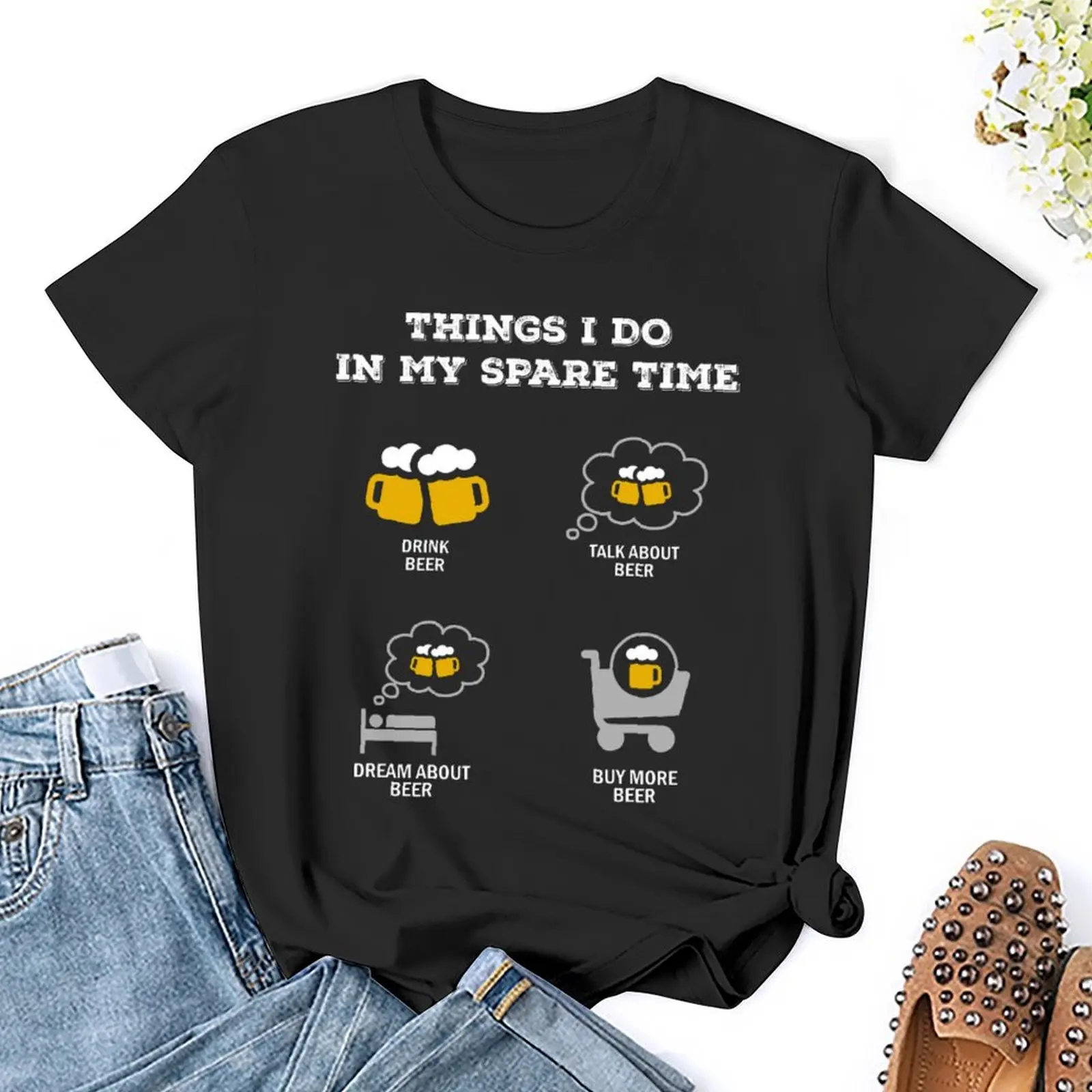 4 Things I Do In My Spare Time Dri T-shirts Funny Graphic T-shirt Crewneck  Sport  Funny Novelty Fitness