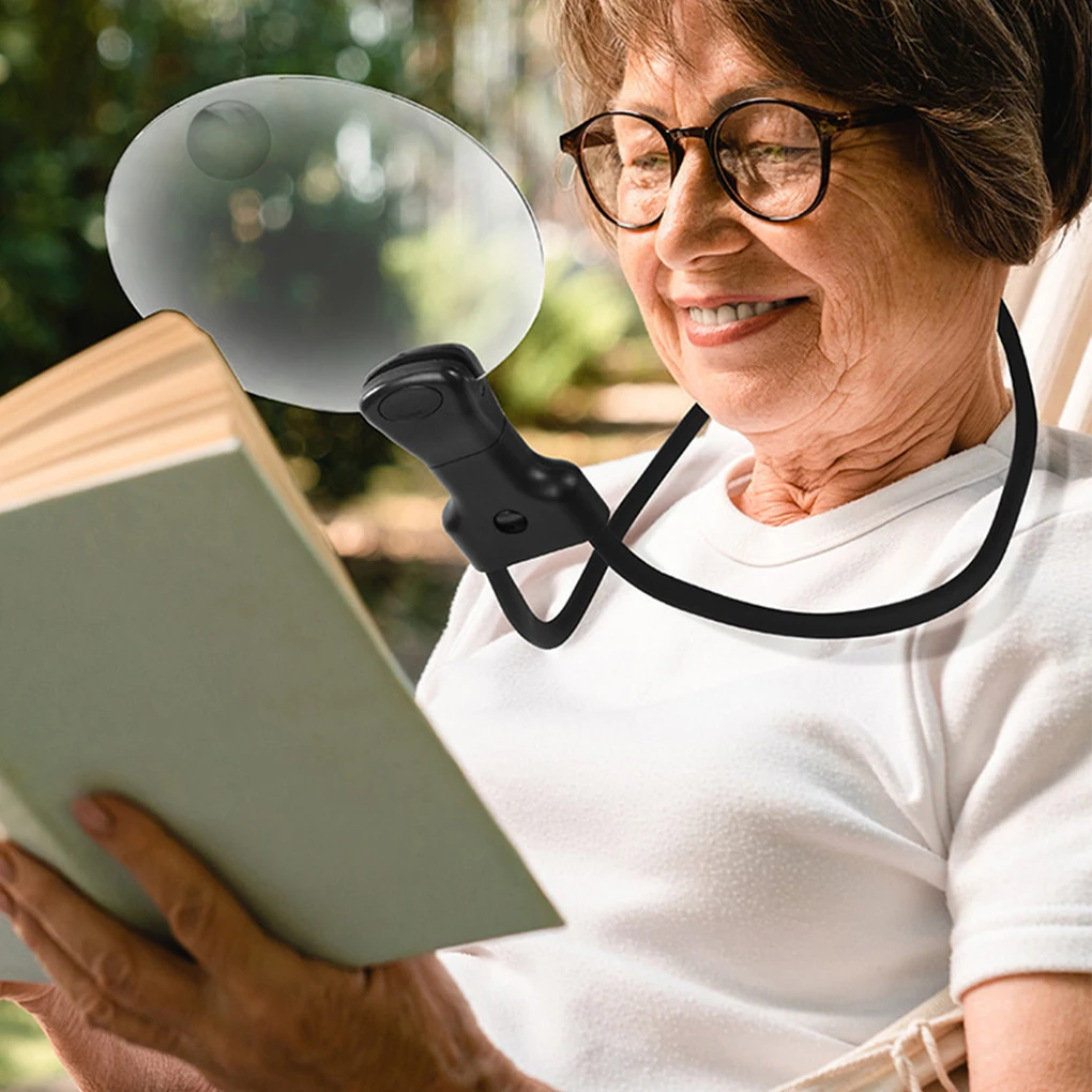 

Multifunctional Hands-Free Magnifier Hose Holder Adjustable Any Angle Desktop Neck Magnifying Glass 3X10X for Reading Repairing