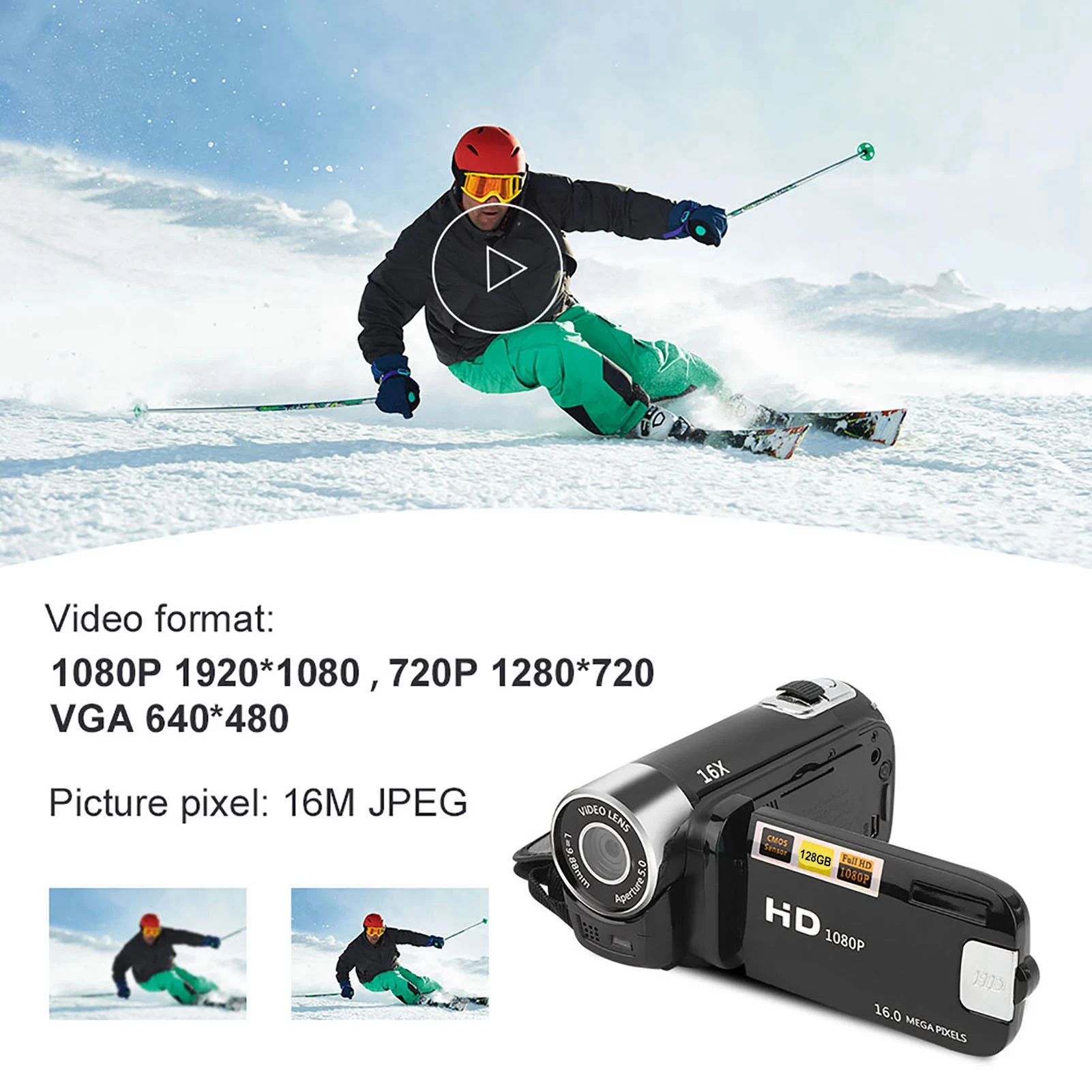 كاميرا فيديو رقمية 0-40 ℃   درجة حرارة العمل الولايات المتحدة التوصيل 110-240 فولت USB إمدادات الطاقة 2.4 بوصة كاميرا فيديو عالية الوضوح للسفر