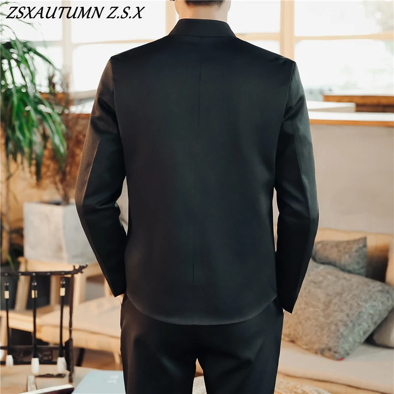 Chinese Style 2 Piece Suits 2023 Fashion Style Men\'s Casual Boutique Stand Collar Chinese Jacket Trousers Set Fashion Vintage