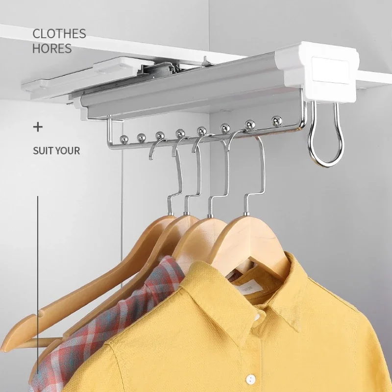 Clothes-Rack Top Install Trousers Rack Telescopic Pants Rack Push-pull Damping Double-row Cabinet Pant Racks Thicken Hardware